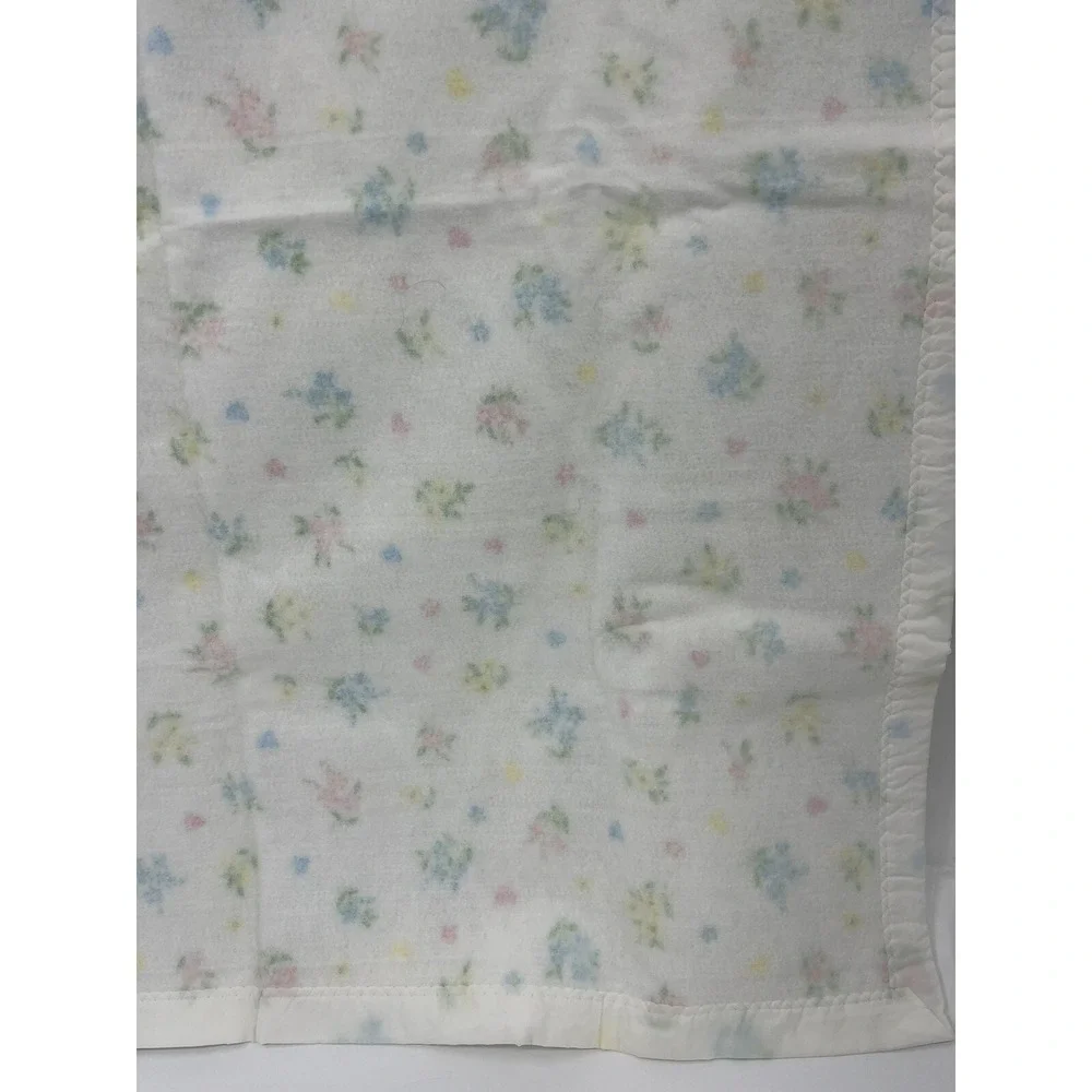 Vintage Chatham Baby Blanket Satin Trim Fleece Hearts Flowers Floral 40 x 44